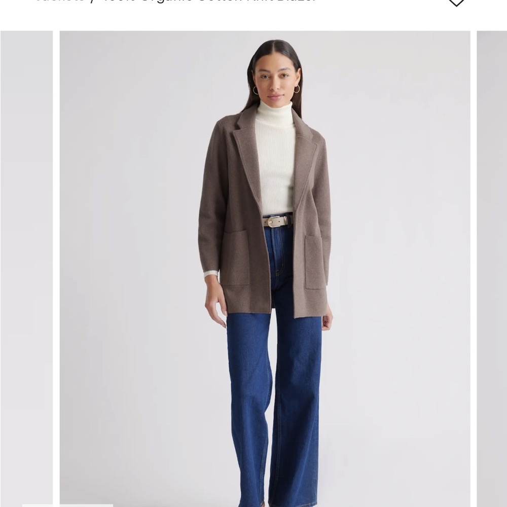 Quince Brown Long Knit Blazer